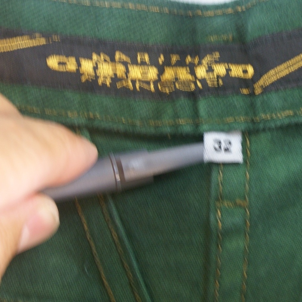 Marithe Francois Girbaud Mens Green Denim Shuttle Shorts Size 32 Vintage Style - Picture 8 of 13